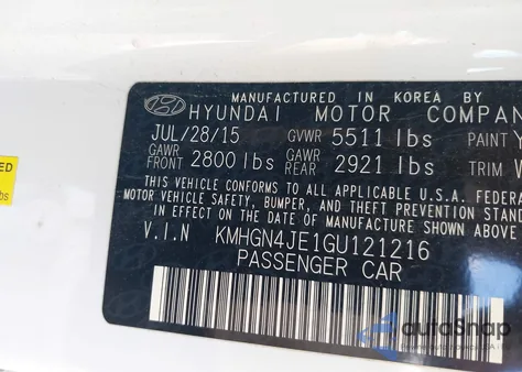 2016 Hyundai Genesis 3.8 из США, поврежденный, VIN KMHGN4JE1GU121216